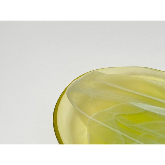 Lemon Lime Swirly Patterned Art Glass Oval Shaped Vintage Decorative Plate - Picture 7 of 13